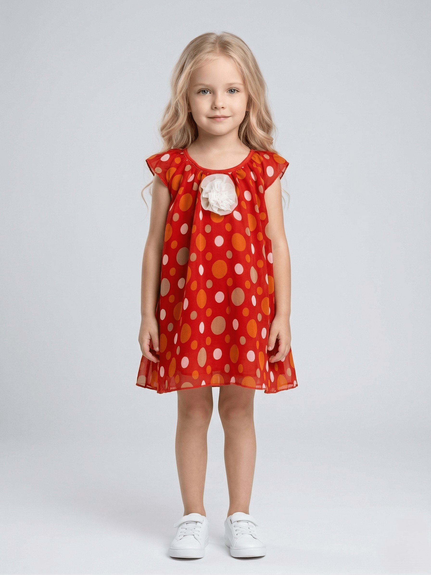 Baby Girl Red Layered A-Line Dress - Red